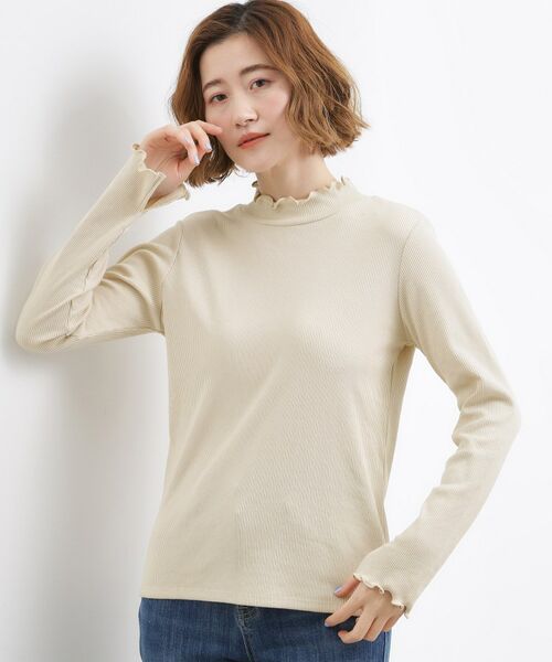 grove / グローブ カットソー | シルクライクリブタートルネック（ベージュ(052)）