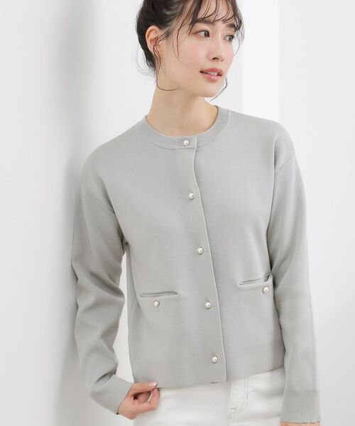 grove / グローブ カーディガン・ボレロ | 【SETUP対応】パール調釦ニットカーディガン | 詳細1