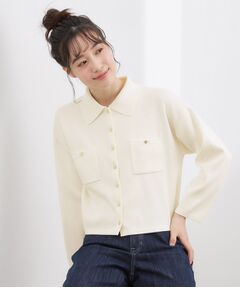 grove / グローブ カーディガン・ボレロ | コットンブレンド襟付きカーディガン