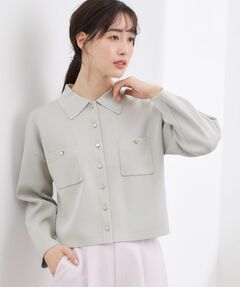 grove / グローブ カーディガン・ボレロ | コットンブレンド襟付きカーディガン
