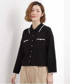 grove / グローブ カーディガン・ボレロ | コットンブレンド襟付きカーディガン