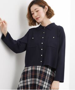 grove / グローブ カーディガン・ボレロ | コットンブレンド襟付きカーディガン