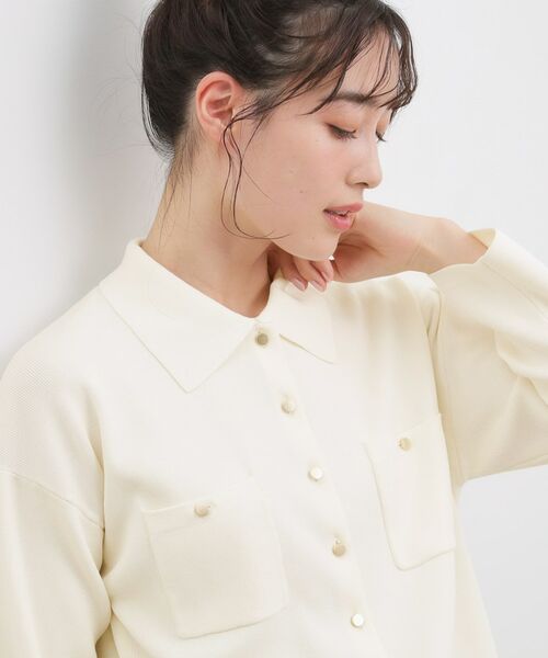 grove / グローブ カーディガン・ボレロ | コットンブレンド襟付きカーディガン | 詳細1