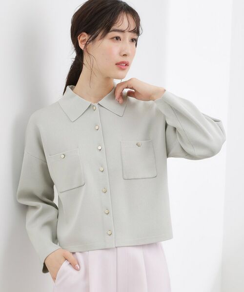 grove / グローブ カーディガン・ボレロ | コットンブレンド襟付きカーディガン（ライトグレー(010)）