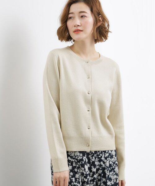 grove / グローブ カーディガン・ボレロ | ミニスパンコールクルーカーディガン（オフホワイト(003)）