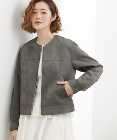 grove / グローブ ノーカラージャケット | スエードライク ノーカラーブルゾン