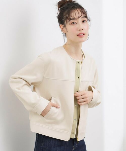 grove / グローブ ノーカラージャケット | スエードライク ノーカラーブルゾン | 詳細1