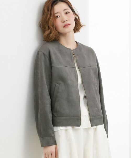 grove / グローブ ノーカラージャケット | スエードライク ノーカラーブルゾン | 詳細5