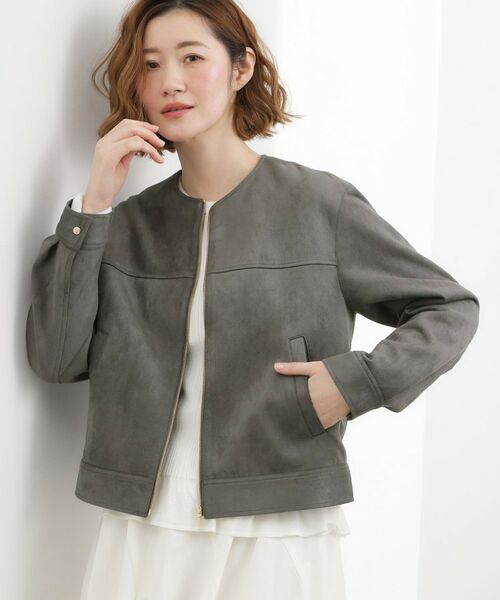 grove / グローブ ノーカラージャケット | スエードライク ノーカラーブルゾン | 詳細6
