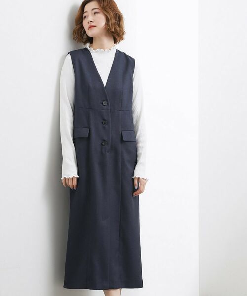grove / グローブ ロング・マキシ丈ワンピース | トレンチライクジャンドレ（ネイビー(094)）