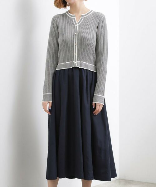 grove / グローブ ロング・マキシ丈ワンピース | マルチボーダーアソートドッキングワンピース | 詳細9