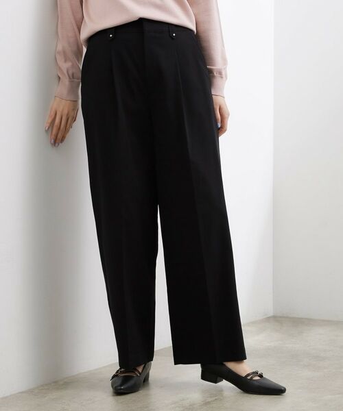 grove / グローブ パンツ | ハイパーストレッチ センタープレスワイドパンツ（ブラック(019)）