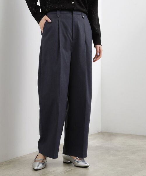 grove / グローブ パンツ | ハイパーストレッチ センタープレスワイドパンツ（ブルー(093)）