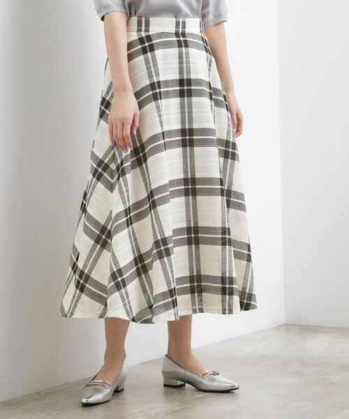 grove / グローブ ロング・マキシ丈スカート | カラミチェックスカート（グレー(212)）