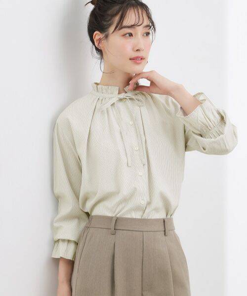 grove / グローブ シャツ・ブラウス | フリルカラーリボンブラウス（グレージュ(350)）
