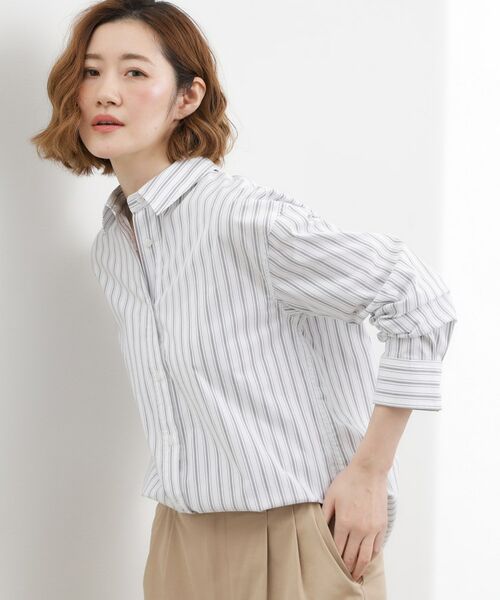 grove / グローブ シャツ・ブラウス | コットンナイロンストレッチ ブロードシャツ（グレー(312)）