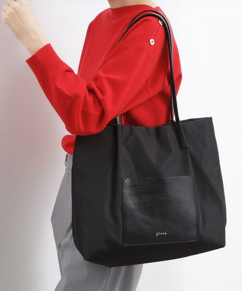 grove / グローブ トートバッグ | 【A4】タックポケ3層トート（ブラック(019)）