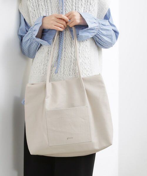 grove / グローブ トートバッグ | 【A4】タックポケ3層トート（グレージュ(050)）