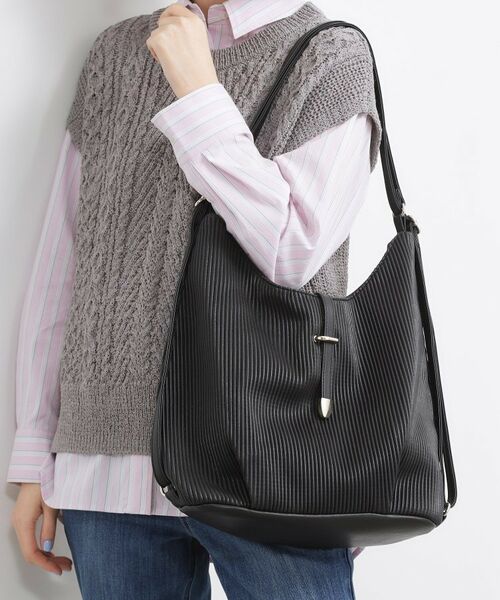 grove / グローブ ショルダーバッグ | プリーツベルト3WAYショルダー（ブラック(019)）