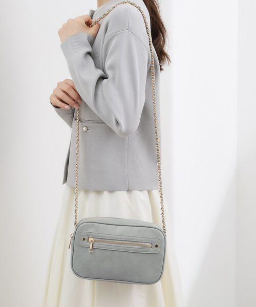 grove / グローブ ショルダーバッグ | スクエアZipポケチェーンショルダー（サックスブルー(090)）