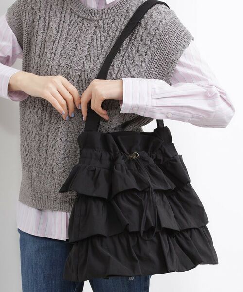 grove / グローブ ショルダーバッグ | 【撥水】ティアードドロストショルダー（ブラック(019)）