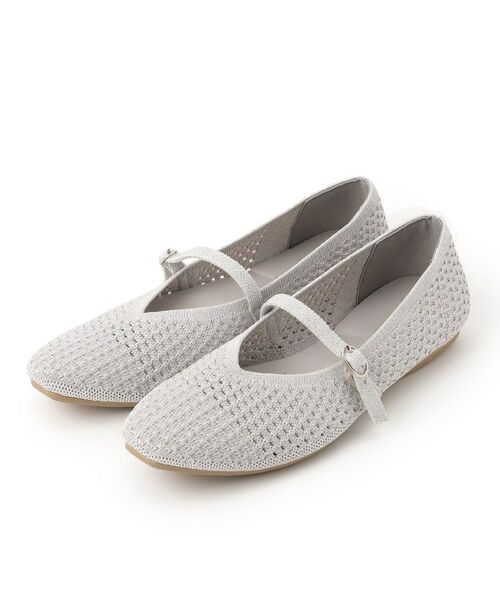grove / グローブ フラットシューズ | 【人間工学】洗えるニットメリージェーン（シルバー(106)）