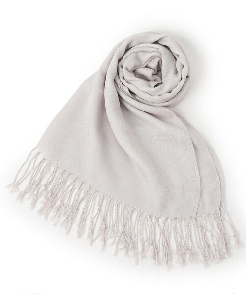 grove / グローブ マフラー・ショール・スヌード・ストール | 【手洗い・UVカット】ダマスク柄ジャカードストール（ライトグレー(011)）