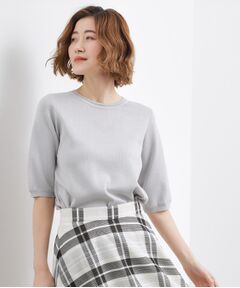 grove / グローブ ニット・セーター | やわらかドライタッチ 五分袖クルーネックニット