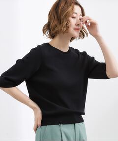 grove / グローブ ニット・セーター | やわらかドライタッチ 五分袖クルーネックニット