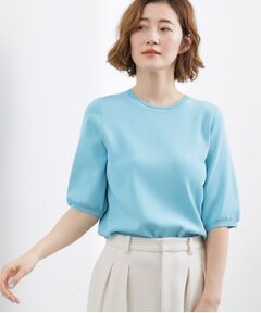 grove / グローブ ニット・セーター | やわらかドライタッチ 五分袖クルーネックニット