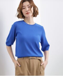 grove / グローブ ニット・セーター | やわらかドライタッチ 五分袖クルーネックニット