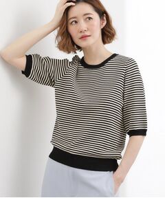 grove / グローブ ニット・セーター | やわらかドライタッチ 五分袖クルーネックニット