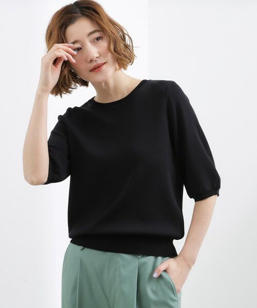 grove / グローブ ニット・セーター | やわらかドライタッチ 五分袖クルーネックニット | 詳細13