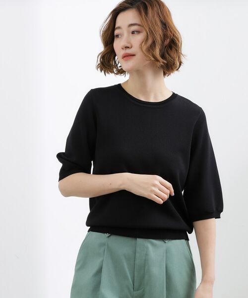 grove / グローブ ニット・セーター | やわらかドライタッチ 五分袖クルーネックニット | 詳細14