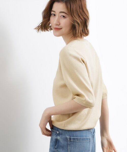 grove / グローブ ニット・セーター | やわらかドライタッチ 五分袖クルーネックニット | 詳細5