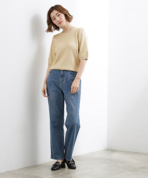 grove / グローブ ニット・セーター | やわらかドライタッチ 五分袖クルーネックニット | 詳細7