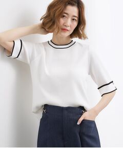 grove / グローブ ニット・セーター | やわらかドライタッチ 袖メッシュ編みニット