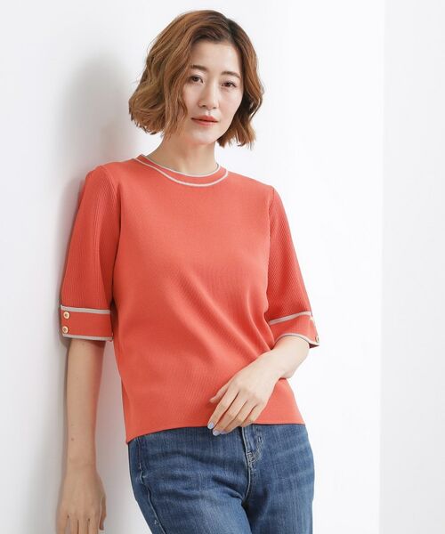 grove / グローブ ニット・セーター | やわらかドライタッチ 袖メッシュ編みニット | 詳細10