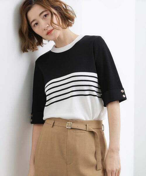 grove / グローブ ニット・セーター | やわらかドライタッチ 袖メッシュ編みニット | 詳細17