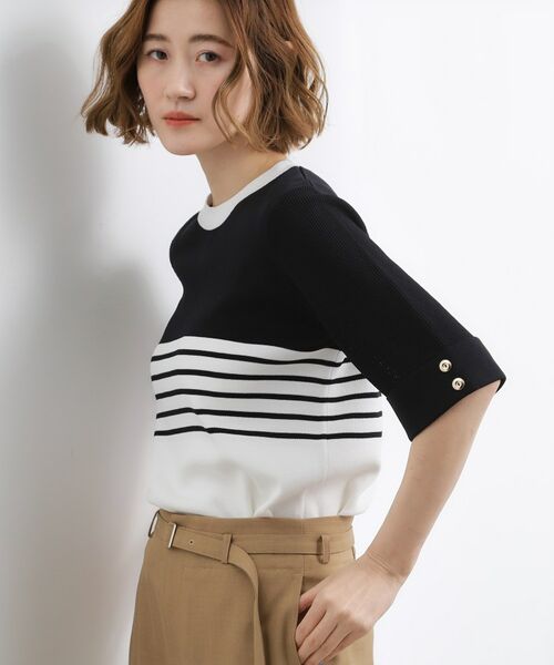 grove / グローブ ニット・セーター | やわらかドライタッチ 袖メッシュ編みニット | 詳細18