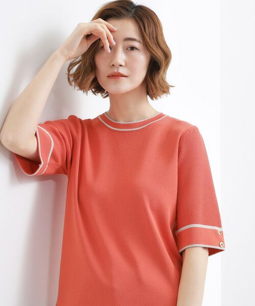 grove / グローブ ニット・セーター | やわらかドライタッチ 袖メッシュ編みニット | 詳細9