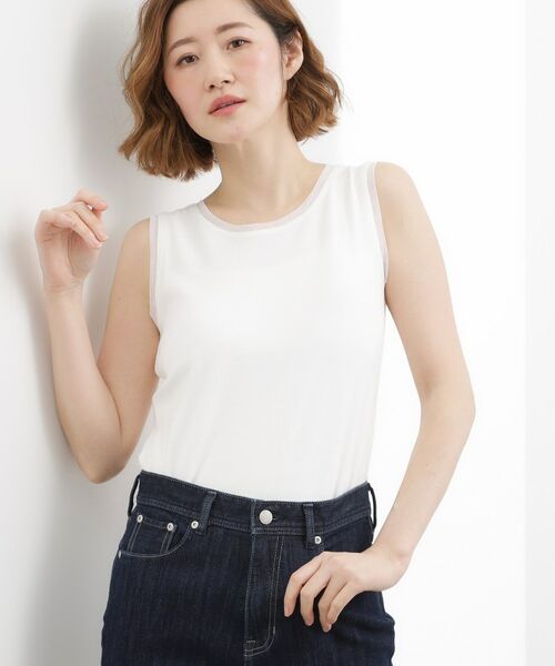 grove / グローブ キャミソール・チューブトップ | チュールクルーネックタンクトップ（オフホワイト(003)）