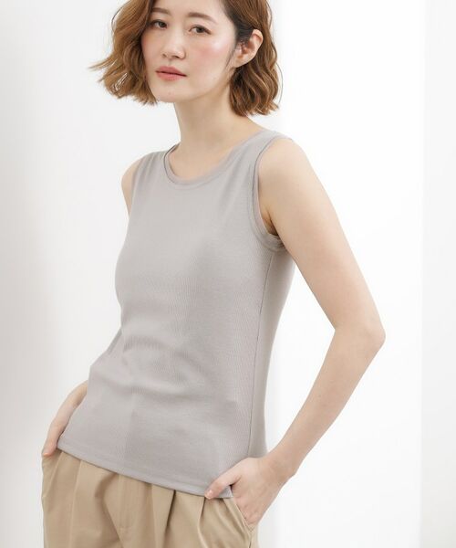 grove / グローブ キャミソール・チューブトップ | チュールクルーネックタンクトップ（ライトグレー(011)）