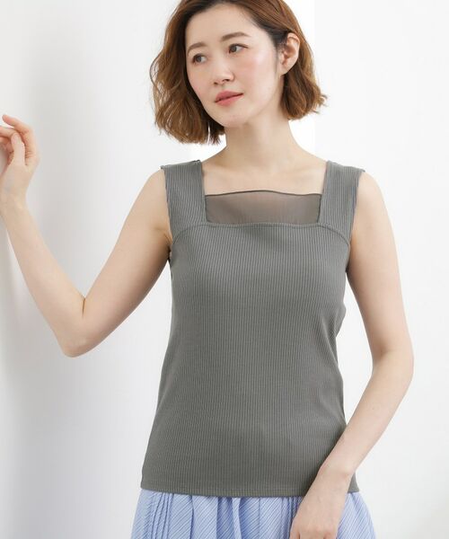grove / グローブ キャミソール・チューブトップ | シアードッキングスクエアタンク（チャコールグレー(013)）