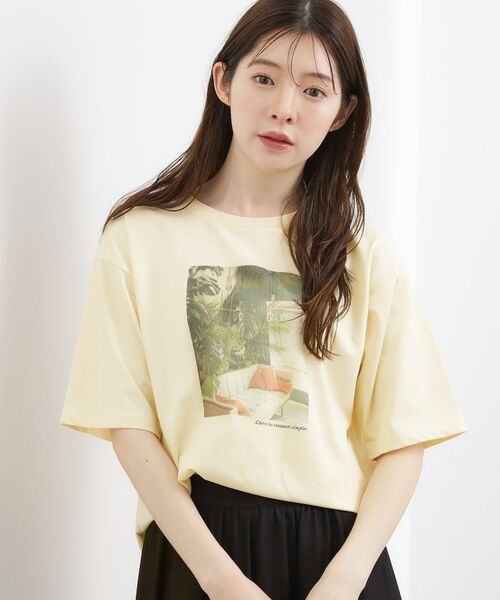 grove / グローブ Tシャツ | 【UVカット/接触冷感】プリントアソート5分袖Tシャツ（フォトイエロー(130)）