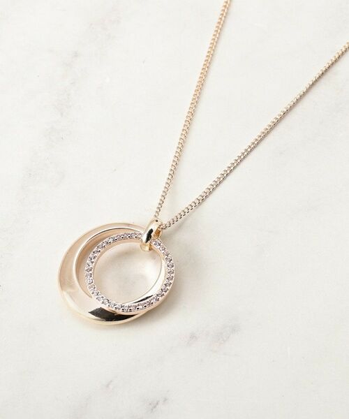 grove / グローブ ネックレス・ペンダント・チョーカー | ダブルメタルビジューリングネックレス（ピンクシルバー(005)）
