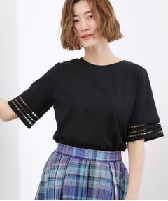 grove / グローブ カットソー | 袖口透かし刺繍Tシャツ