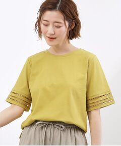 grove / グローブ カットソー | 袖口透かし刺繍Tシャツ
