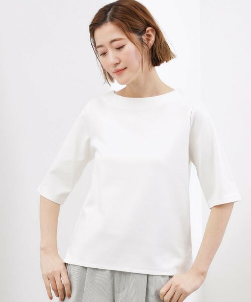 grove / グローブ カットソー | スムースボートネックTシャツ(オフホワイト(003))