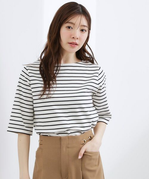 grove / グローブ カットソー | スムースボートネックTシャツ(オフホワイト(303))